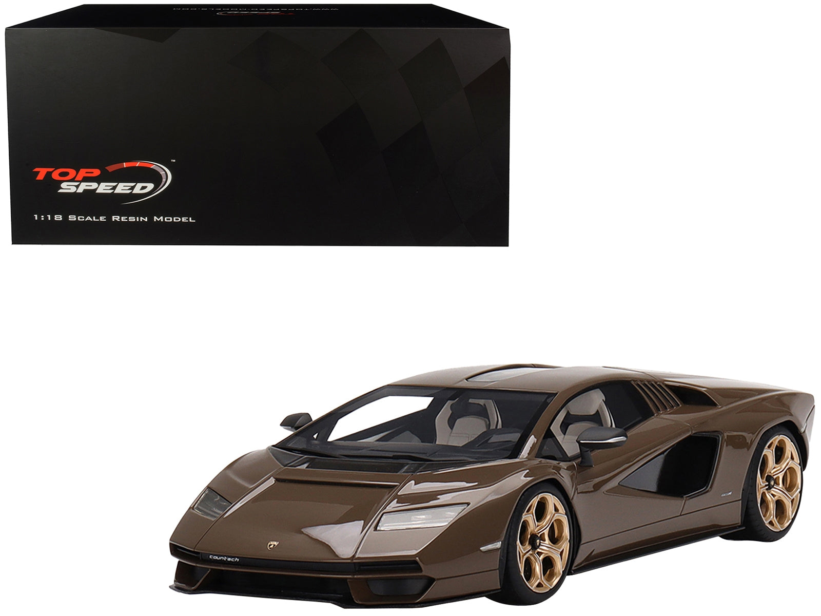 Lamborghini Countach LPI 800-4 Dark Bronze 1/18 Model Car by Top Speed - Minihomy