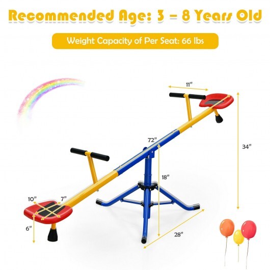 360?Rotation Kids Seesaw Swivel Teeter Totter Playground Equipment - Color: Black - Minihomy