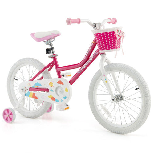 Kids Bicycle 18 Inch Toddler and Kids Bike with Training Wheels for 6-8 Year Old Kids-Pink - Color: Pink