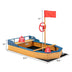 Kids' Pirate Boat Sandbox with Flag and Rudder - Color: Natural - Minihomy