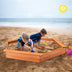 Hexagon Wooden Cedar Sand Box with Seat Boards - Color: Brown - Minihomy