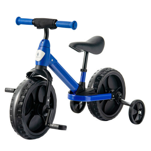 4-in-1 Kids Training Bike Toddler Tricycle with Training Wheels and  Pedals-Blue - Color: Blue - Minihomy