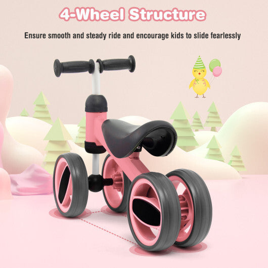 4 Wheels Baby Balance Bike Toy-Pink - Color: Pink - Minihomy