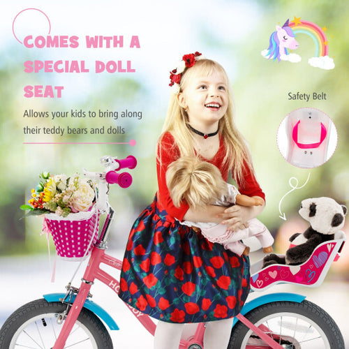 Kids Bicycle with Training Wheels and Basket for Boys and Girls