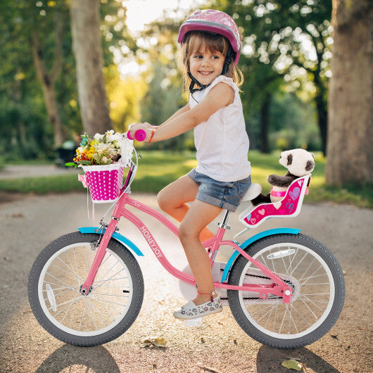 Kids Bicycle with Training Wheels and Basket for Boys and Girls Age 3-9 Years-18" - Color: Pink - Size: L