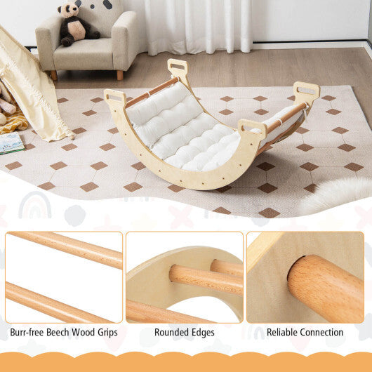 2-in-1 Arch Rocker with Soft Cushion for Toddlers-Natural - Color: Natural - Minihomy