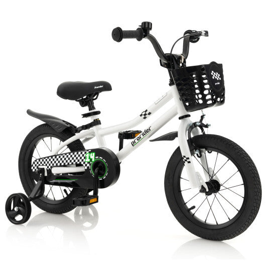 Kid's Bike with 2 Training Wheels for 3-5 Years Old-White - Minihomy