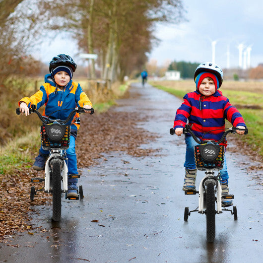 Kid's Bike with 2 Training Wheels for 3-5 Years Old-White - Minihomy