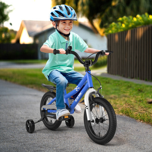 Kid's Bike with 2 Training Wheels for 3-5 Years Old-White - Minihomy