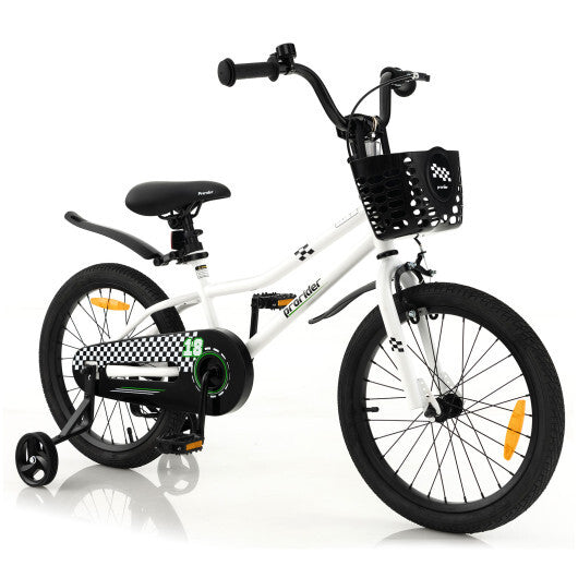 18 Feet Kid's Bike with Removable Training Wheels-Black & White - Color: Black & White - Minihomy