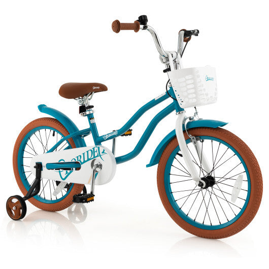 Children Bicycle with Front Handbrake and Rear Coaster Brake-Turquoise - Minihomy