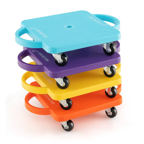 4/6-Pack Kids Sitting Scooter Board with Handles and Rolling Casters-4 Pack - Color: Multicolor - Size: 4 Pack