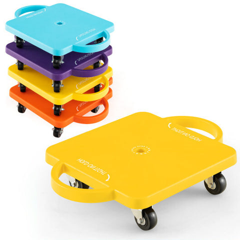 4/6-Pack Kids Sitting Scooter Board with Handles and Rolling Casters-4 Pack - Color: Multicolor - Size: 4 Pack