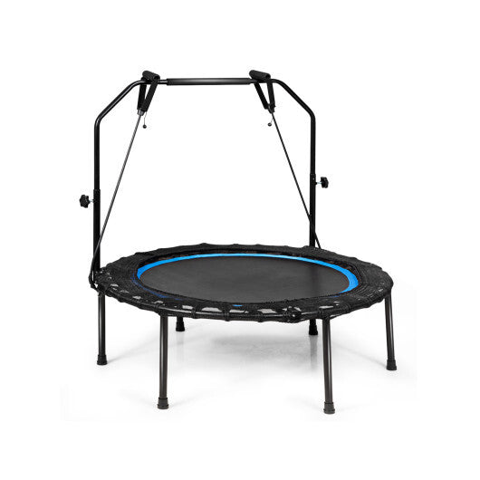 40 Inch Foldable Fitness Rebounder with Resistance Bands Adjustable Home-Blue - Minihomy