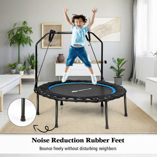 40 Inch Foldable Fitness Rebounder with Resistance Bands Adjustable Home-Blue - Minihomy