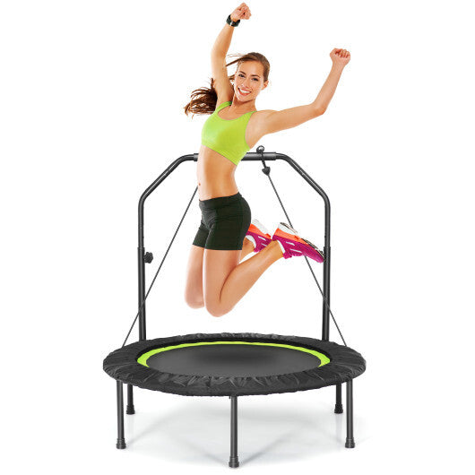 40 Inch Foldable Fitness Rebounder with Resistance Bands Adjustable Home-Blue - Minihomy