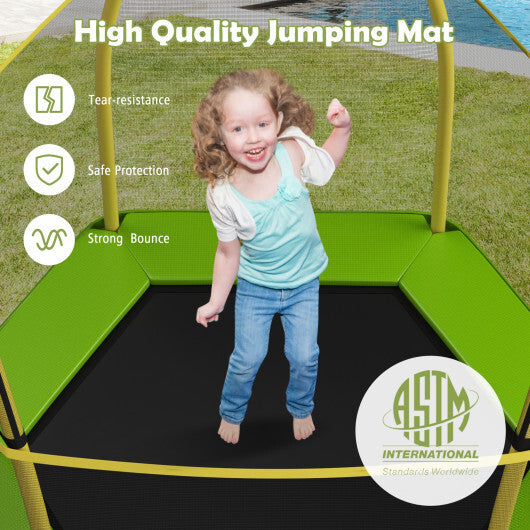 7 Feet Kids Recreational Bounce Jumper Trampoline-Yellow - Color: Yellow - Minihomy