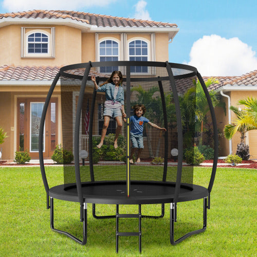 8 Feet ASTM Approved Recreational Trampoline with Ladder-Black - Color: Black - Size: 8 ft