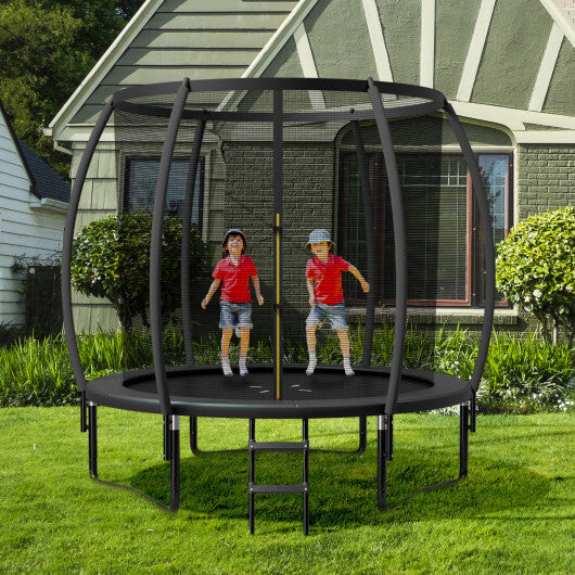10 Feet ASTM Approved Recreational Trampoline with Ladder-Black - Color: Black - Size: 10 ft