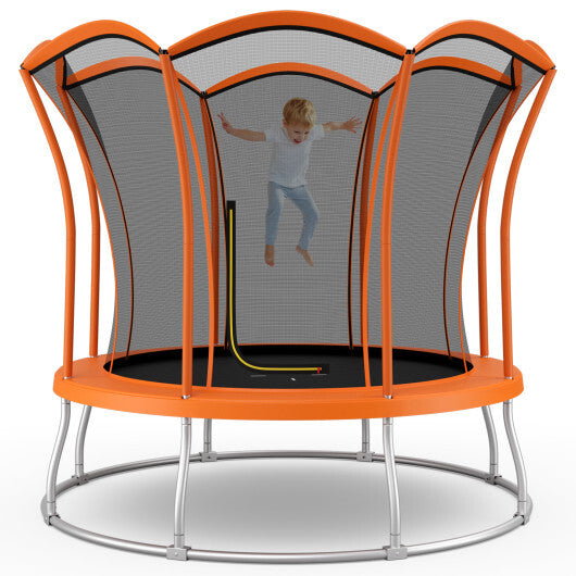 10 Feet Unique Flower Shape Trampoline with Galvanized Steel Frame-Orange - Minihomy