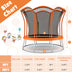 10 Feet Unique Flower Shape Trampoline with Galvanized Steel Frame-Orange - Minihomy