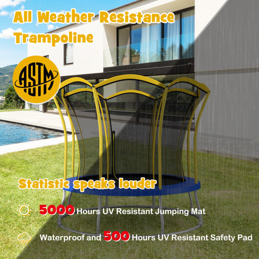 10 Feet Unique Flower Shape Trampoline with Galvanized Steel Frame-Orange - Minihomy