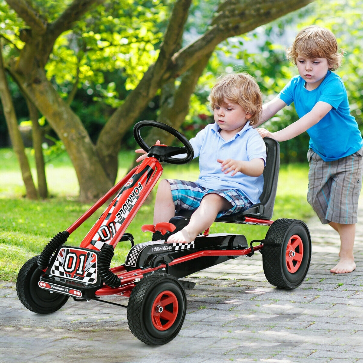 4-Wheel Kids Ride-On Pedal-Powered Bike Go Kart Racer Car - Outdoor Play Toy
