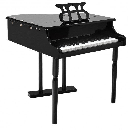 Musical Instrument Toy 30-Key Children Mini Grand Piano with Bench-Black - Color: Black - Minihomy