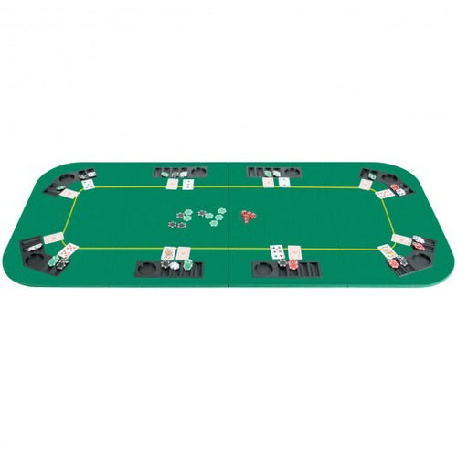 80 Inch x 36 Inch Folding 8 Player Deluxe Texas Poker Table Top with Bag - Color: Green