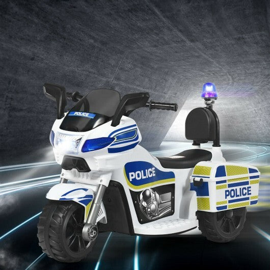 6V 3-Wheel Kids Police Ride-On Motorcycle with Backrest