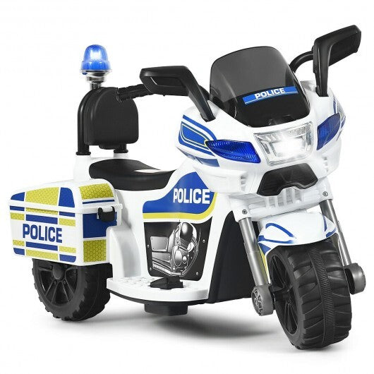 6V 3-Wheel Kids Police Ride-On Motorcycle with Backrest
