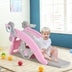 4-in-1 Toddler Slide and Rocking Horse Playset with Basketball Hoop-Pink - Color: Pink - Minihomy