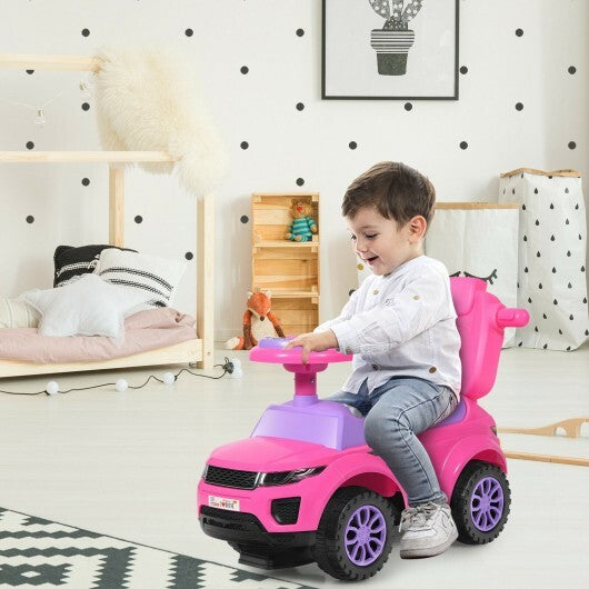 Honey Joy 3 in 1 Ride on Push Car Toddler Stroller Sliding Car with Music-Pink - Color: Pink - Minihomy