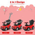 3 In 1 Ride on Push Car Toddler Stroller Sliding Car with Music-Red - Color: Red - Minihomy