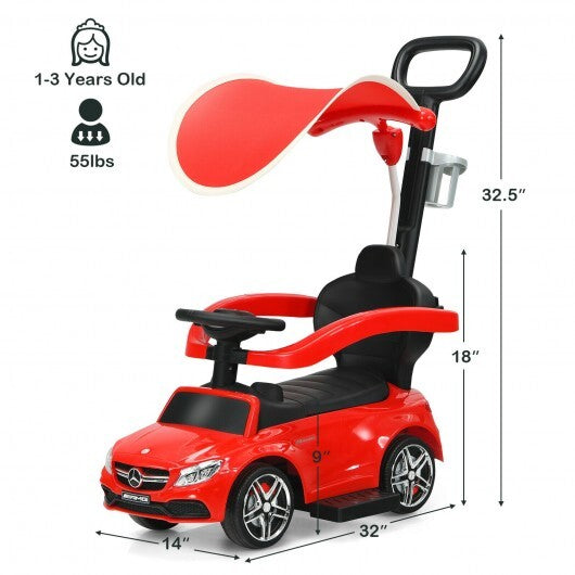 3-in-1 Mercedes Benz Ride-on Toddler Sliding Car-Red - Color: Red - Minihomy