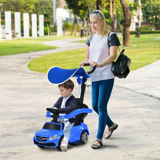 3-in-1 Mercedes Benz Ride-on Toddler Sliding Car-Blue - Minihomy