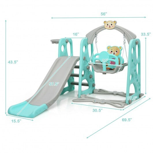 3 in 1 Toddler Climber and Swing Set Slide Playset-Green - Color: Green - Minihomy