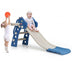 3-in-1 Kids Slide Baby Play Climber Slide Set with Basketball Hoop -Blue - Color: Blue - Minihomy