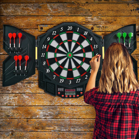 Professional Electronic Dartboard Set with LCD Display - Color: Black