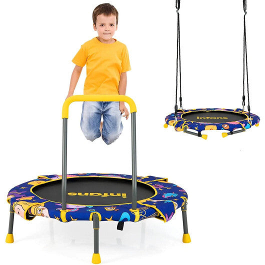 36 Inch Foldable Mini Trampoline for Kids with Adjustable Straps - Minihomy