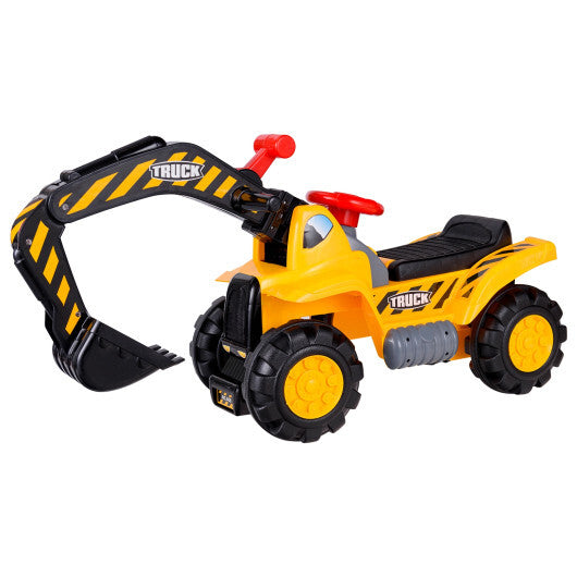 Outdoor Kids Ride On Construction Excavator with Safety Helmet - Color: Yellow