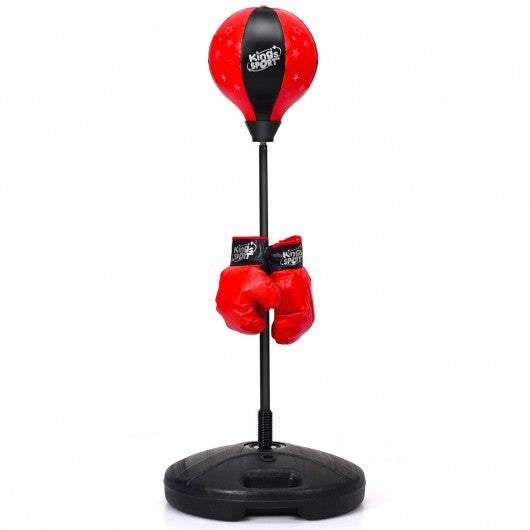 Kids Adjustable Stand Punching Bag Toy Set with Boxing Glove - Minihomy