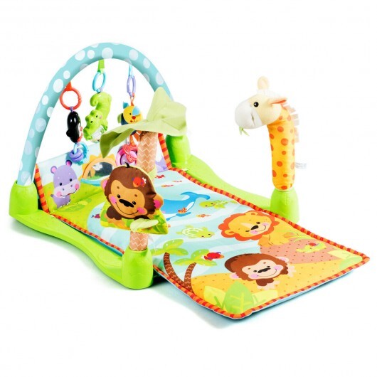 4-in-1 Baby Play Gym Mat with 3 Hanging Educational Toys - Minihomy