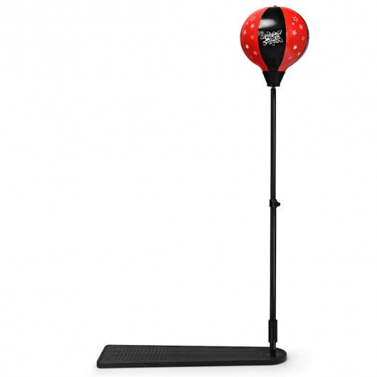 Kids Punching Bag with Adjustable Stand and Boxing Gloves - Color: Black & Red - Minihomy