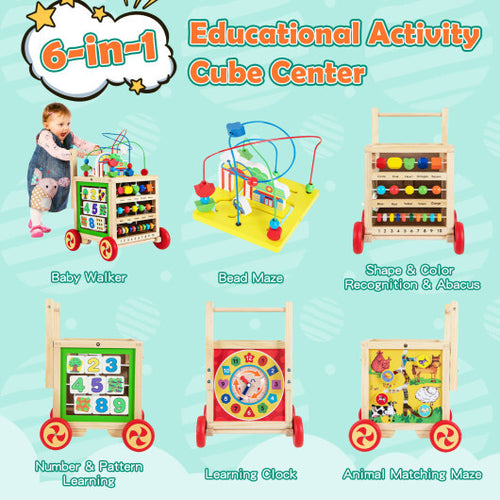 6-In-1 Developmental Learning Educational Toy with Bead Maze