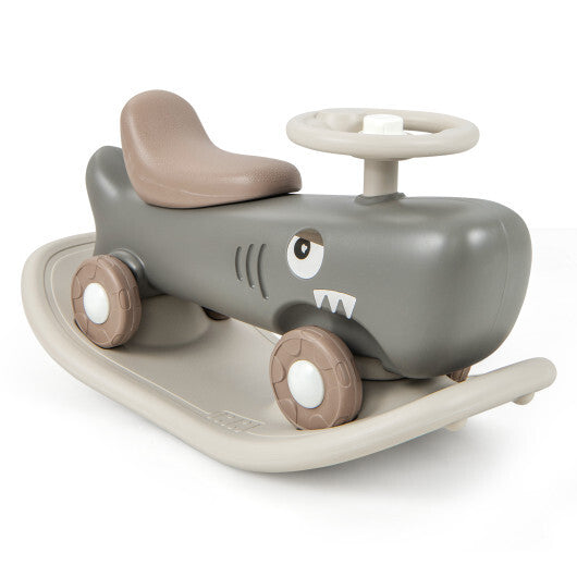 Convertible Rocking Horse and Sliding Car with Detachable Balance Board-Dark Gray - Minihomy