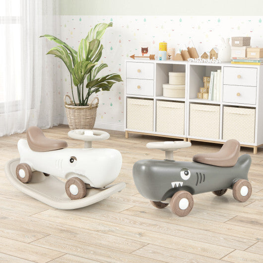 Convertible Rocking Horse and Sliding Car with Detachable Balance Board-Dark Gray - Minihomy