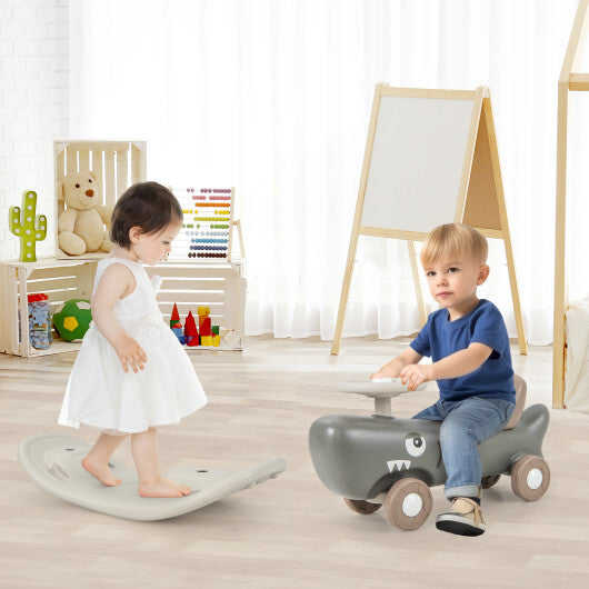 Convertible Rocking Horse and Sliding Car with Detachable Balance Board-Dark Gray - Minihomy