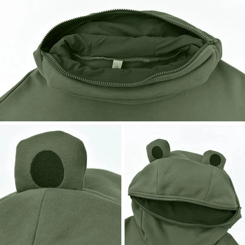 Solid Color Hooded Sweatshirt with Flap Pocket Lazy Style Simple Coat