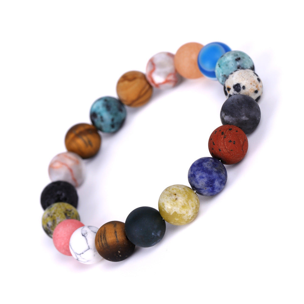 Solar System Eight Stone Planet Bracelet Planets Natural Stone Mala Bead Strand Bracelet For Men Women